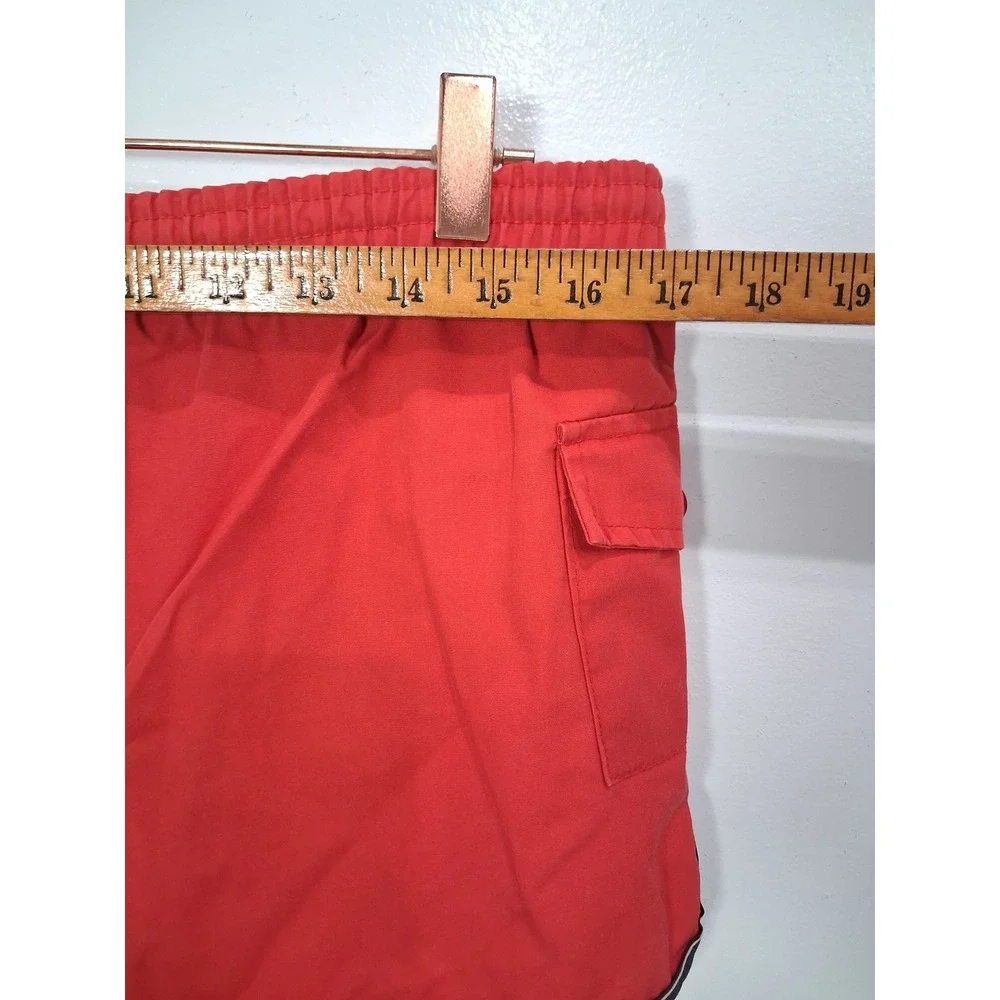 Vintage Islander Mens Red Swim Trunks Retro 80s Mesh Lined Board Shorts 32-34